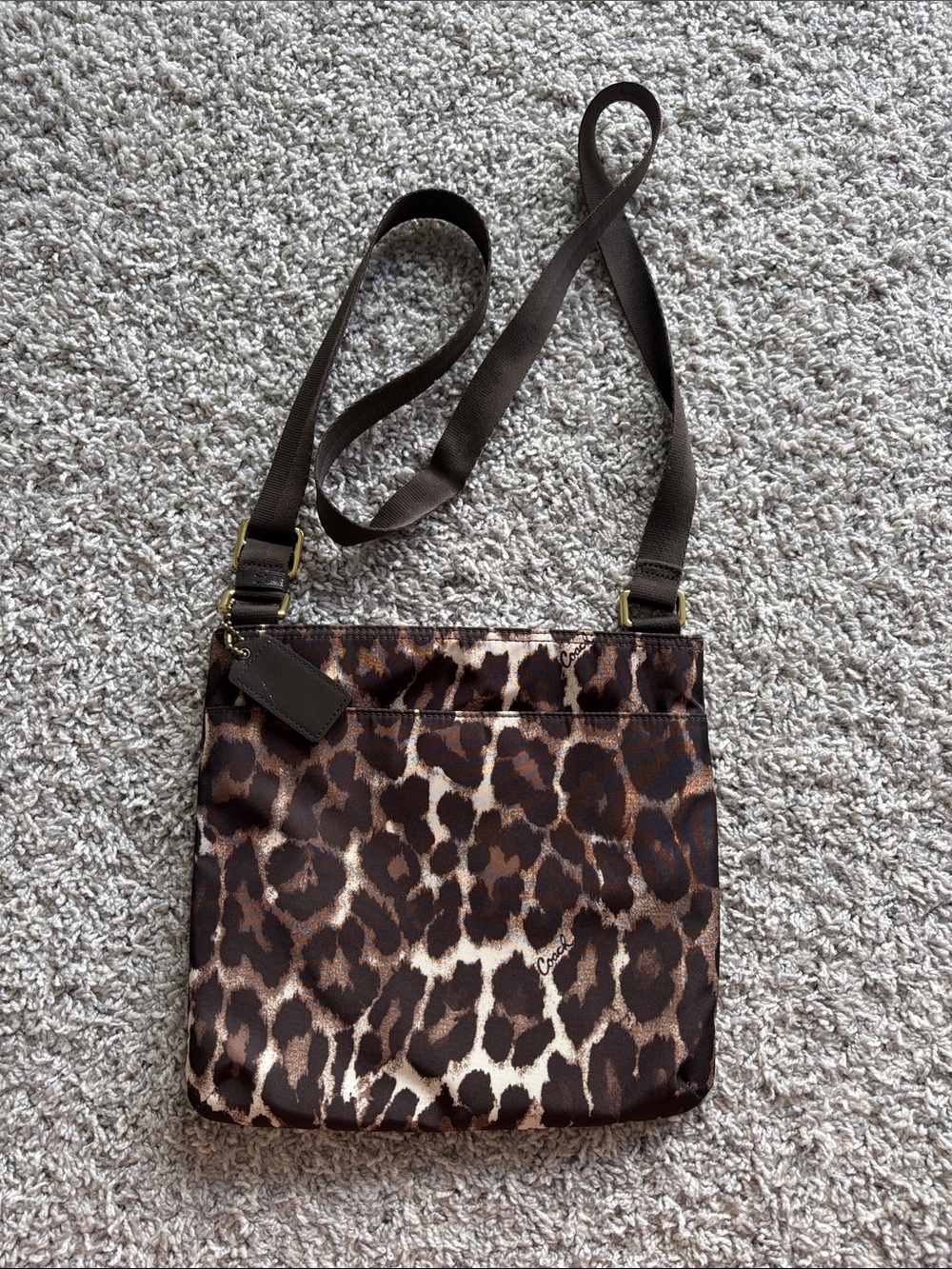 Coach Leopard-Print Crossbody Bag in Brown and Black - Picture 2 of 6